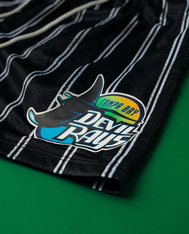 TAMPA BAY DEVIL RAYS PINSTRIPED MESH SHORT