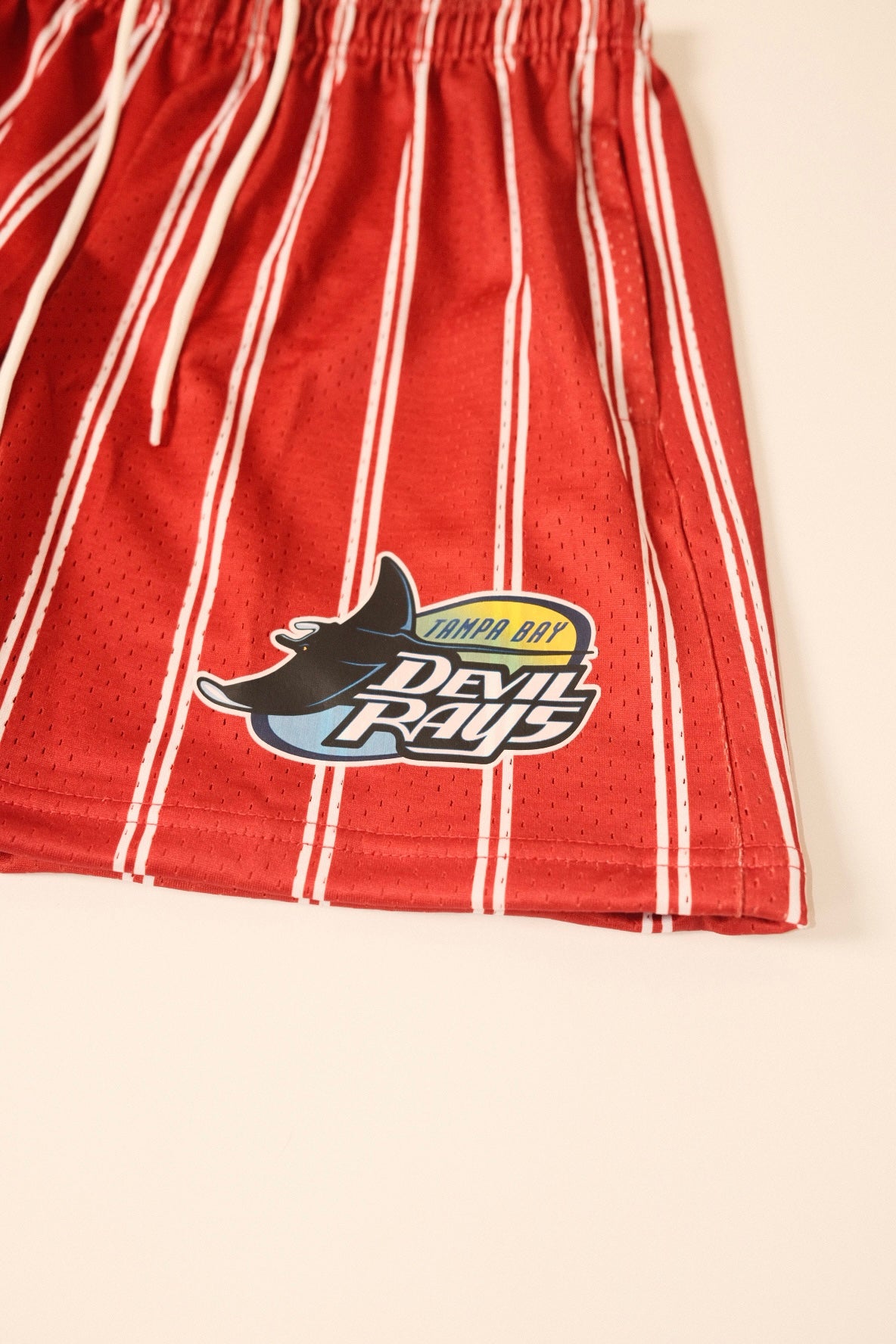 Devil Rays Pinstripe mesh shorts