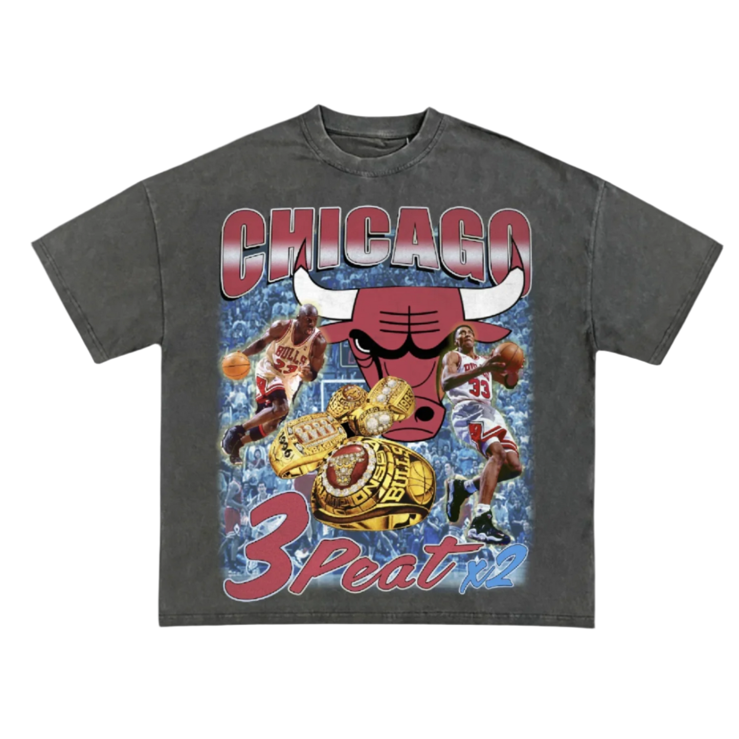 CHICAGO BULLS 3PEAT single side Tee