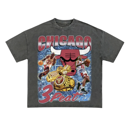 CHICAGO BULLS 3PEAT single side Tee